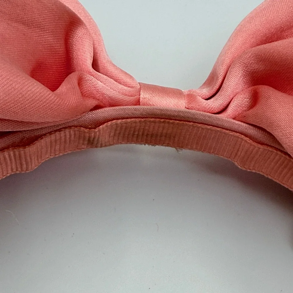 Disney Parks Minnie Mouse Pink Rosette Rose Satin Bow Ear Headband